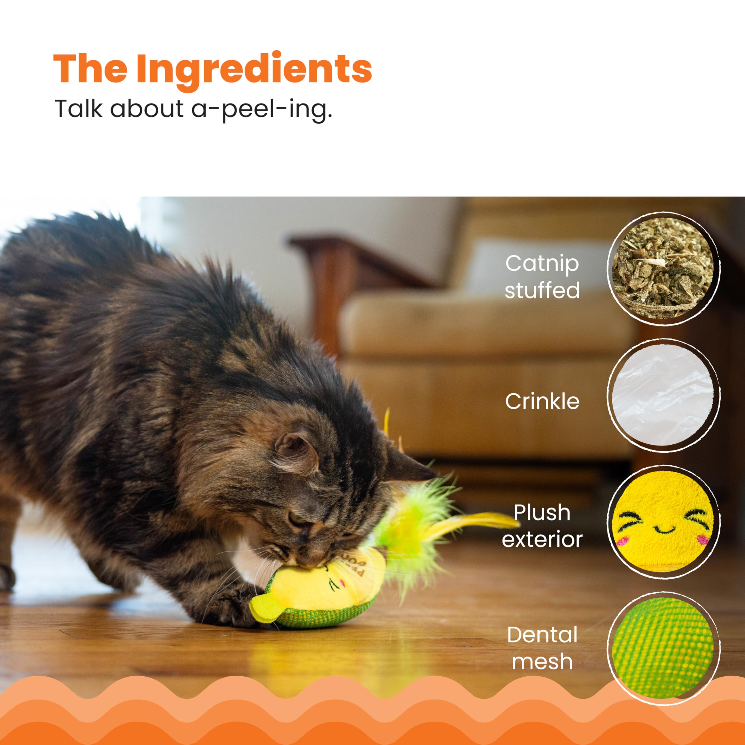 Catstages Peelin' Good Banana Kicker Dental Catnip Toy, Yellow